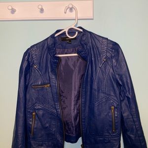 Blue faux leather jacket!